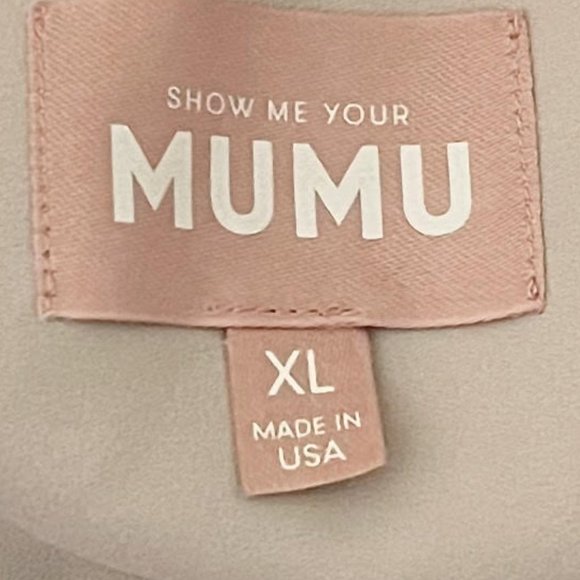 Show Me Your MUMU XL Beige Faith Spaghetti Strap Chiffon Gown EUC - Picture 6 of 7